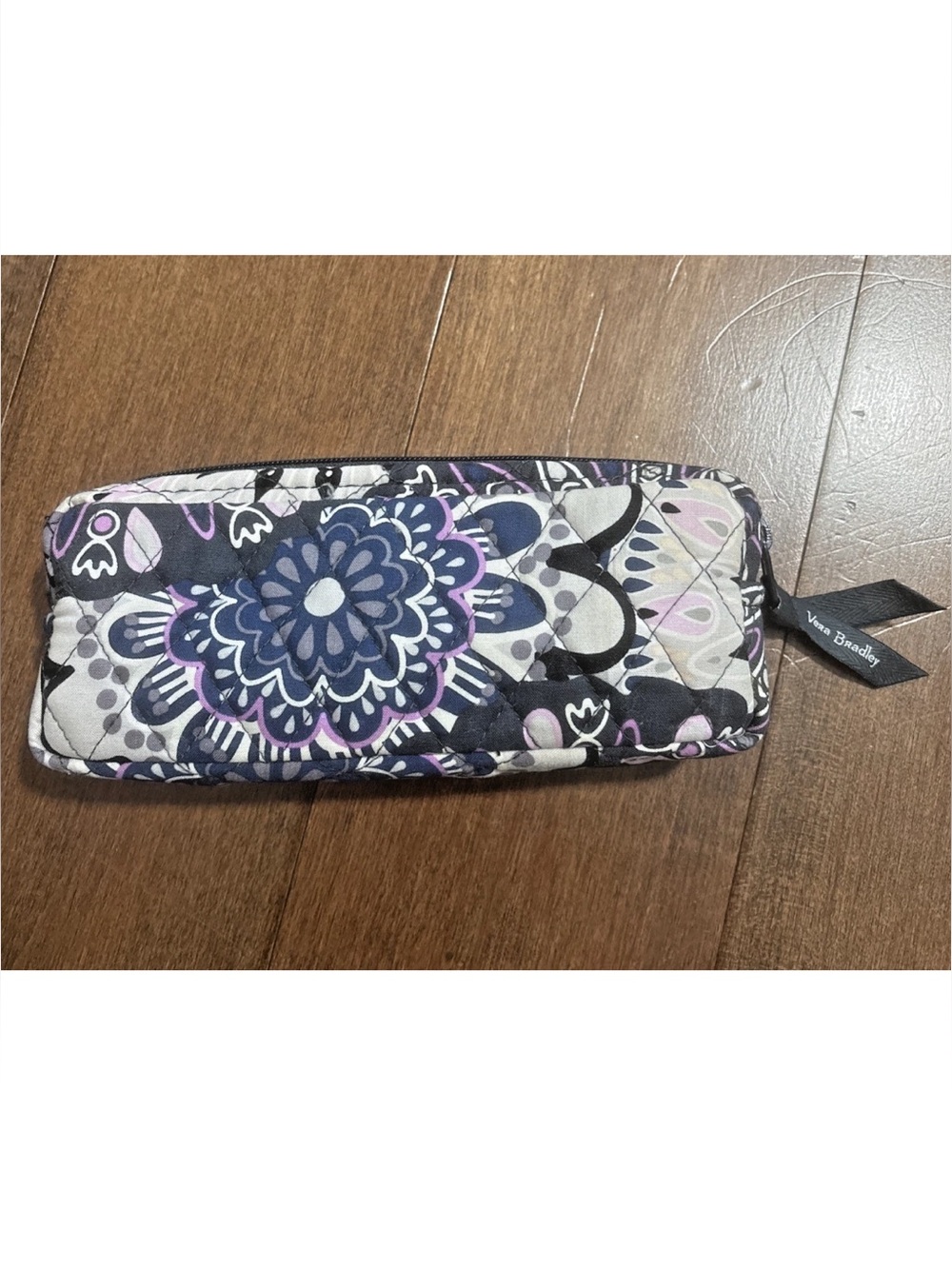Vera Bradley Cosmetic Case Mimosa Medallion Zip Quilted Travel Bag 8”x3”x1.5”